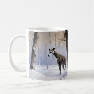 Italienischer Windhund lassen es Schnee Weihnachte Kaffeetasse