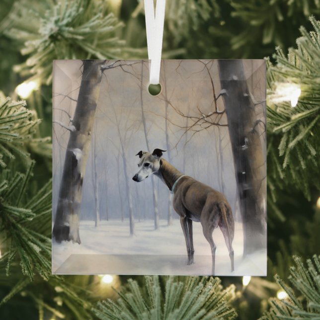 Italienischer Windhund lassen es Schnee Weihnachte Ornament Aus Glas (Insitu)