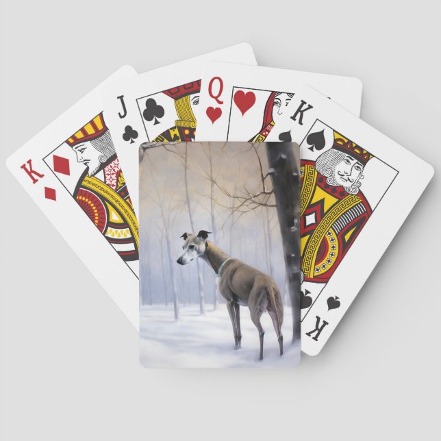 Italienischer Windhund lassen es Schnee Weihnachte Spielkarten (Rückseite)