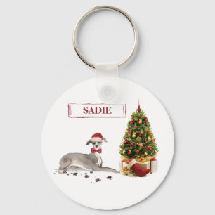 Italienischer Windhund Lustiger Weihnachts Hund mi Schlüsselanhänger