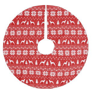 Italienischer Windhund-Silhouette-Weihnachtsmuster Polyester Weihnachtsbaumdecke