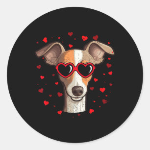 Italienischer Windhund Valentinstag Herz Süße Hund Runder Aufkleber