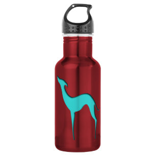 Italienischer Windhund Whippet Türkis Silhouette Edelstahlflasche