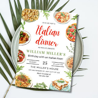 Italienisches Abendessen Einladung Geburtstag, Piz