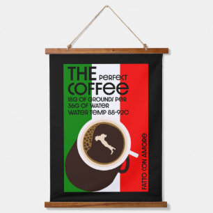 Italienisches Baristas Wandteppich Mit Holzrahmen