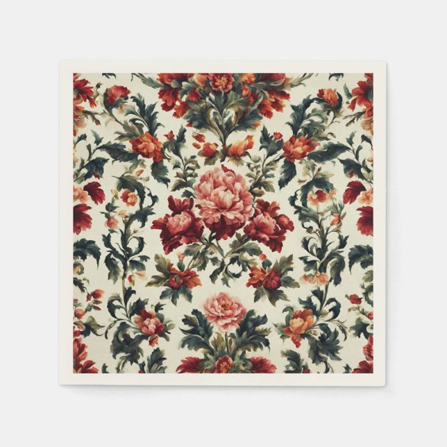 Italienisches Barock. Chic Blume und Blätter Serviette (Vorderseite)