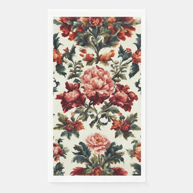 Italienisches Barock. Chic Blume und Blätter Serviette (Vorderseite)