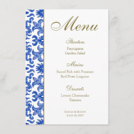 Italienisches "Blue and White Wedding" Menü Menükarte