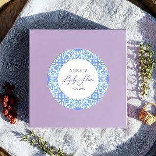 Italienisches Blue Tile Baby Shooting Script Runder Aufkleber