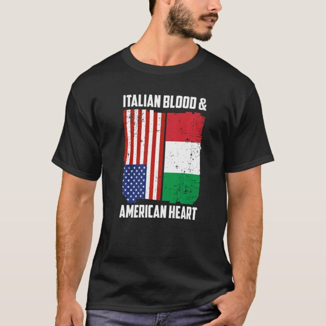 Italienisches Blut & amerikanisches Herz Italienis T-Shirt (Vorderseite)