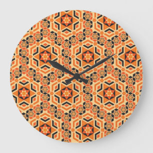 Italienisches Bodengeometriemuster, vintage Mosaik Große Wanduhr