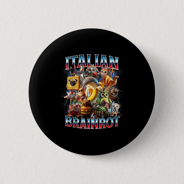 Italienisches Brain Rot Italienisches Brainrot Fun Button (Vorderseite)