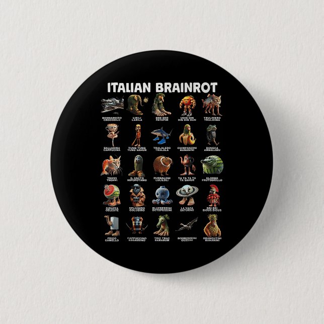 Italienisches Brain Rot Italienisches Brainrot Fun Button (Vorderseite)