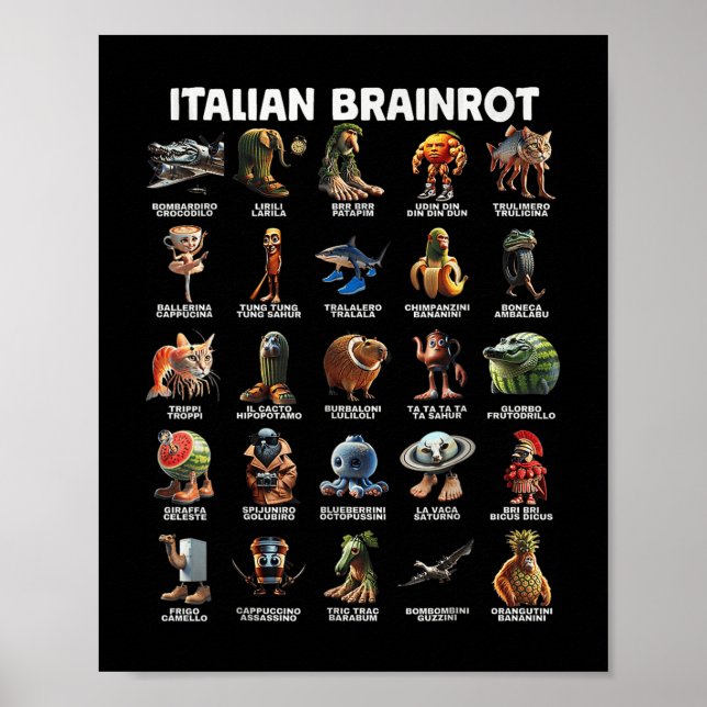 Italienisches Brain Rot Italienisches Brainrot Fun Poster (Vorne)