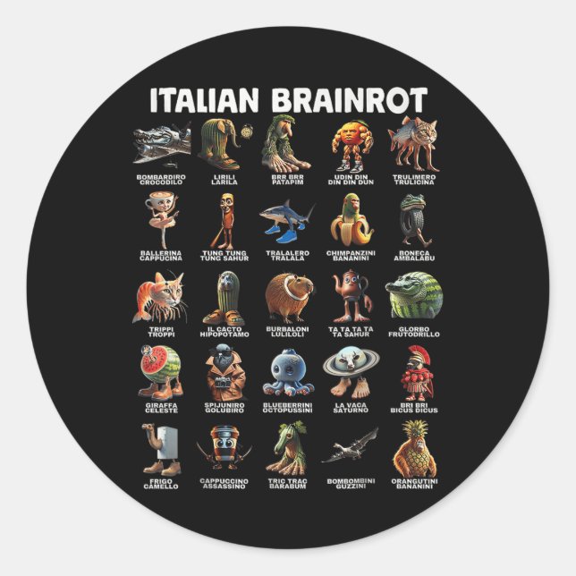 Italienisches Brain Rot Italienisches Brainrot Fun Runder Aufkleber (Vorderseite)