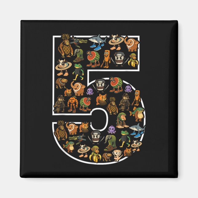 Italienisches Brainrot Geburtstag 5 Jahre Meme 5.  Magnet (Vorne)