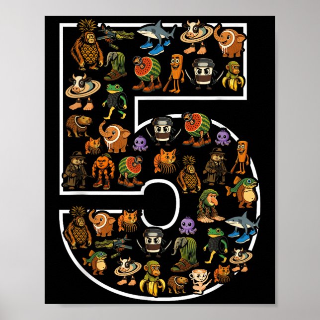 Italienisches Brainrot Geburtstag 5 Jahre Meme 5.  Poster (Vorne)