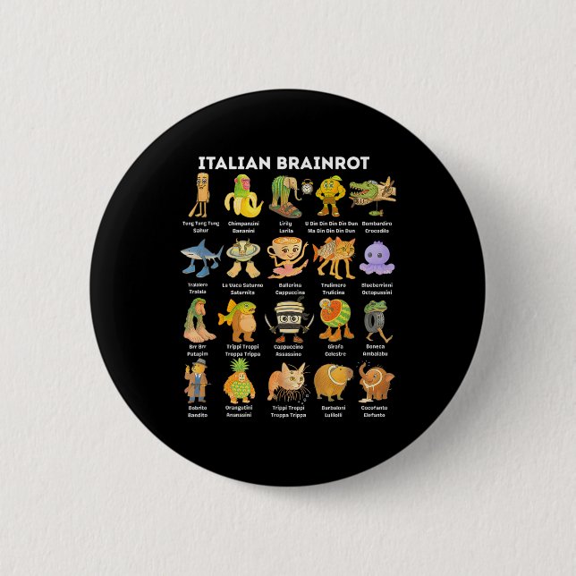 Italienisches Brainrot-Meme für Kinder Jungen Männ Button (Vorderseite)