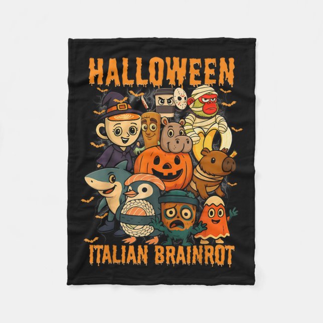 Italienisches Brainrot-Meme-Zeichen Halloween-Kost Fleecedecke (Vorderseite)