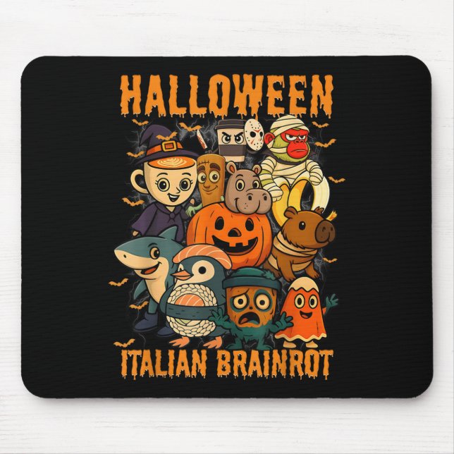 Italienisches Brainrot-Meme-Zeichen Halloween-Kost Mousepad (Vorne)