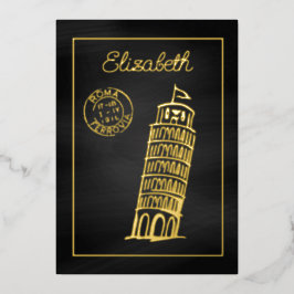 Italienisches Brautparty Black & Gold Chalkboard Folieneinladung