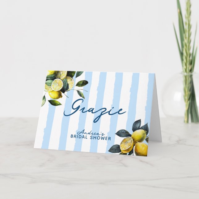 Italienisches Brautparty Lemon Dankeskarte (Vorderseite)