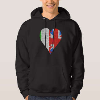 Italienisches Britisches Flaggenherz Hoodie