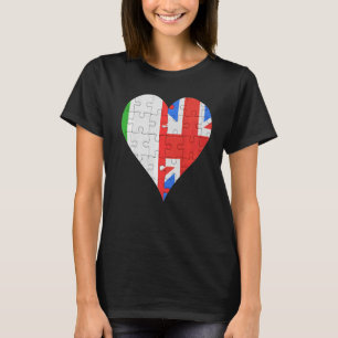 Italienisches Britisches Flaggenherz T-Shirt