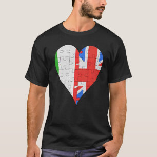Italienisches Britisches Flaggenherz T-Shirt