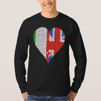 Italienisches Britisches Flaggenherz T-Shirt