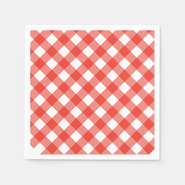 Italienisches Café Red Gingham Serviette (Vorderseite)