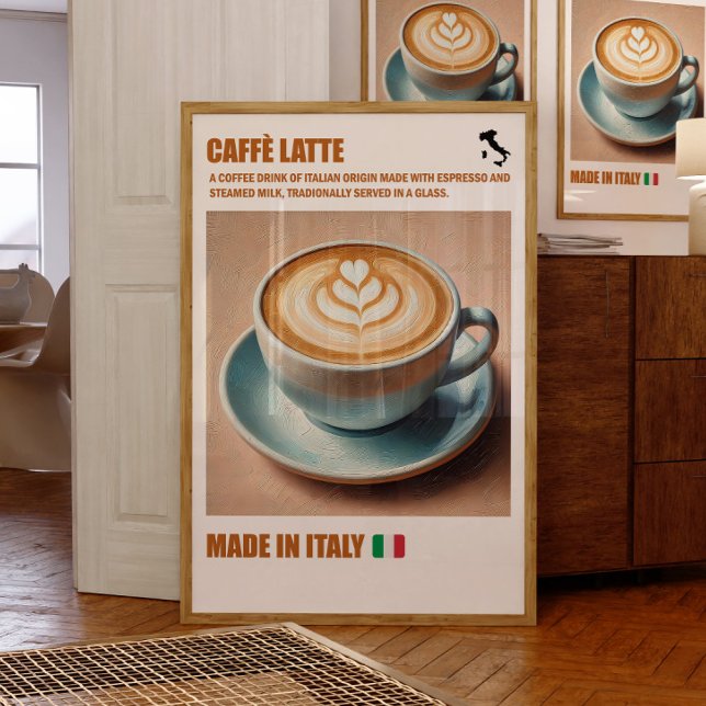 "Italienisches Caffè Latte Print, Espresso Drink W Poster (Coffee Latte)
