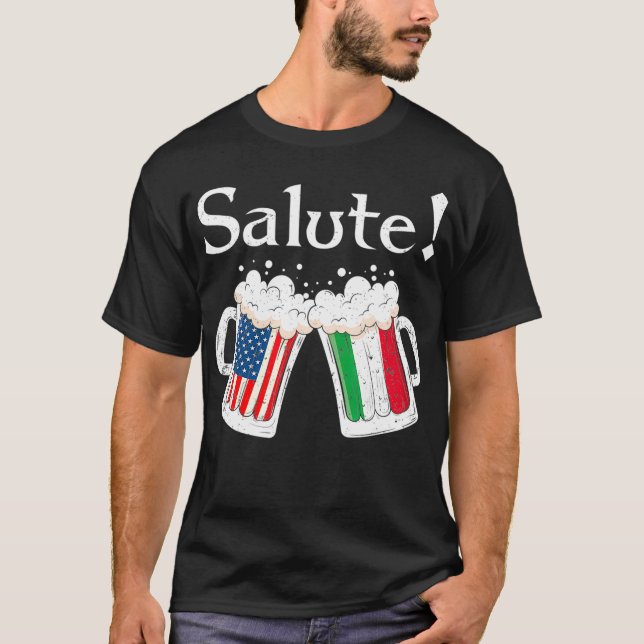 Italienisches Chefkoch Toast Beer American Flag T-Shirt (Vorderseite)