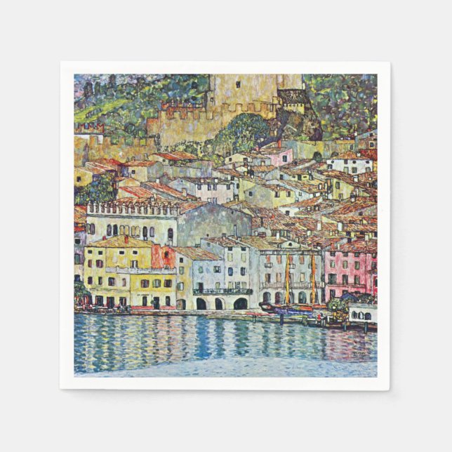 Italienisches Dorf Malcena am Gardasee von Klimt Serviette (Vorderseite)