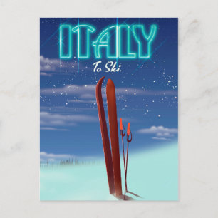 Italienisches 'Eis'-Ski-Reiseplakat. Postkarte