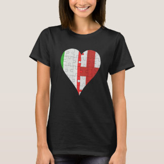 Italienisches Englisch Flag Herz T-Shirt