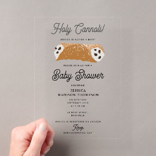 Italienisches Essen Heilige Cannoli Baby Shower Acryleinladungen