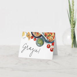 Italienisches Essen in Aquarellfarben. Dankeskarte