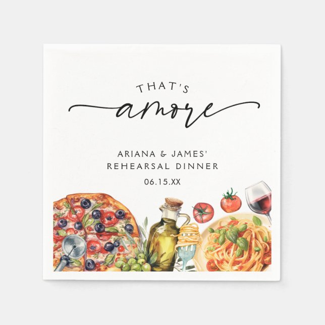 Italienisches Essen in Aquarellfarben Serviette (Vorderseite)