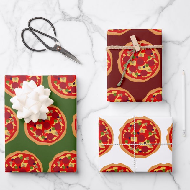 Italienisches Essen lustige Pepperoni-Pizzapflanze Geschenkpapier Set (Vorderseite)