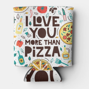 Italienisches Essen, Pizza Liebe Schrift. Dosenkühler