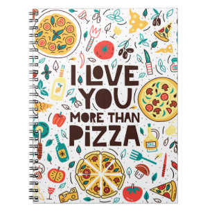 Italienisches Essen, Pizza Liebe Schrift. Notizblock