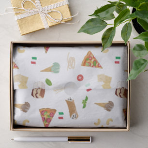 Italienisches Essen Pizza Pasta Tiramisu Muster Seidenpapier