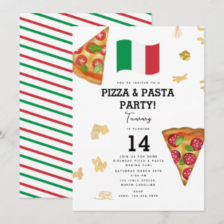 Italienisches Essen Pizza- und Pastaherstellung Ge Einladung