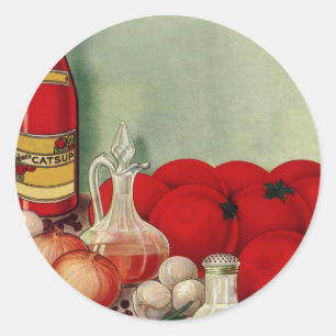 Italienisches Essen Tomaten Zwiebeln Paprika Ketch Runder Aufkleber