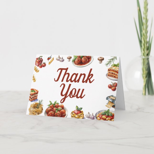 Italienisches Essen | Wasserfarbe 1. Geburtstag Dankeskarte (Vorderseite)