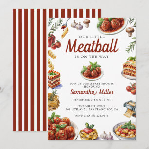 Italienisches Essen   Wasserfarben-Babydusche Einladung