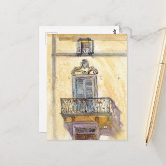 Italienisches Fenster Fabriano Aquarell Postkarte
