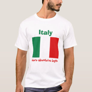 Italienisches Flag + Karte + Text-T - Shirt