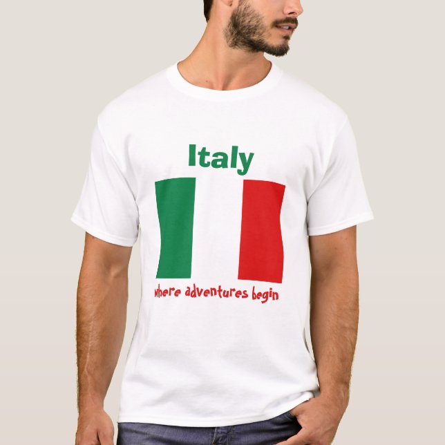 Italienisches Flag + Karte + Text-T - Shirt (Vorderseite)